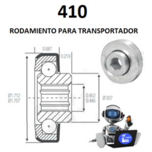 410 RODAMIENTO INTERIOR HEXAGONAL 7/16” PARA TRANSPORTADOR DE TUBO