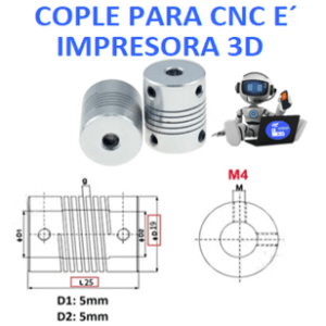 COP1ACNC19X25/5/5 Cople Flexible De Aluminio Tipo Resorte
