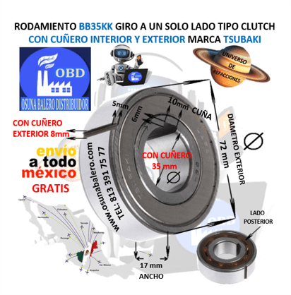 BB35KK TSUBAKI CLUTCH CUÑA INTERIOR Y EXTERIOR UNIVERSO OSUNA BALERO