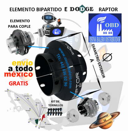 E4 ELEMENTO DODGE PARA COPLE RAPTOR NO. PARTE 015845 EXTERIOR A= 4.560”