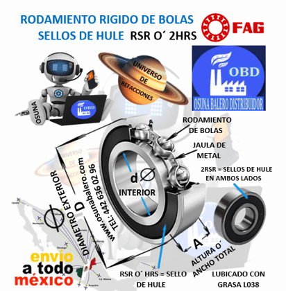 6006-2RSR-L038 RODAMIENTO FAG d=30mm D=55mm A=13 mm