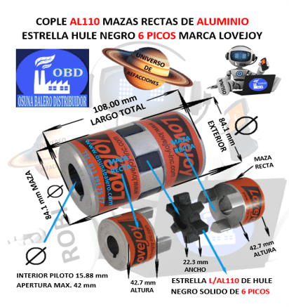L110 COPLE LOVEJOY DE ALUMINIO MAZAS RECTAS UNIVERSO OSUNA BALERO