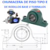 P2B-E-212R CHUMACERA TIPO E DE RODILLOS DODGE DE PISO 2 TORNILLOS FLECHA 2 3/4” No. 023016