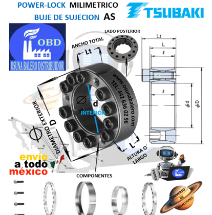 PL045X075 AS POWER-LOCK TSUBAKI INTERIOR d:45mm EXTERIOR D:75mm LARGO L: 24mm ANCHO Lt: 32mm