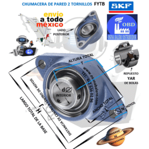 FYTB 50 TF CHUMACERA SKF DE PARED 2 TORNILLOS d=50mm J=157mm H=189mm L=116mm T=60.6mm N=18mm
