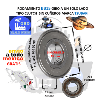 TSUBAKI BB15 BALERO CLUTCH SIN CUÑAS UNIVERSO OSUNA BALERO ACT