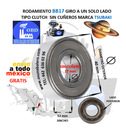 TSUBAKI BB17 BALERO CLUTCH SIN CUÑAS UNIVERSO OSUNA BALERO ACT