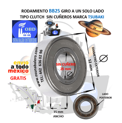 TSUBAKI BB25 BALERO CLUTCH SIN CUÑAS UNIVERSO OSUNA BALERO