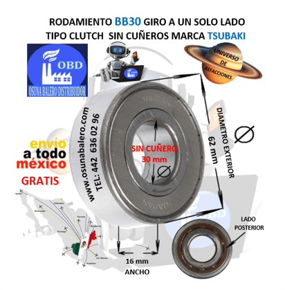 TSUBAKI BB30 BALERO CLUTCH SIN CUÑAS UNIVERSO OSUNA BALERO