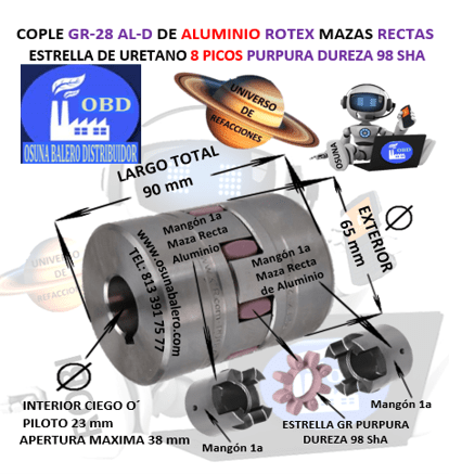 GR-28 AL-D COPLE DE ALUMINIO ROTEX UNIVERSO DE REFACCIONES OSUNA