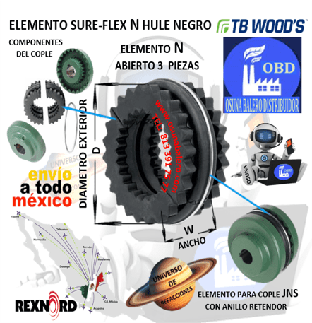 TB WOODS ELEMENTO SURE-FLEX N BIPARTIDO CON ANILLO UNIVERSO OSUNA BALERO
