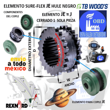 7J ELEMENTO TB WOOD´S SURE-FLEX HULE NEGRO D= 4 11/32" W= 2 3/16"