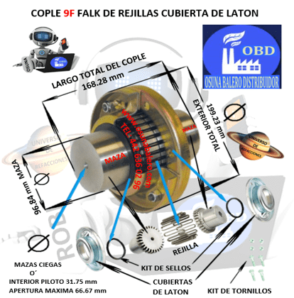 9F COPLE FALK DE REJILLAS CUBIERTA DE LAMINA BARRENO PILOTO EXTERIOR 199.23mm LARGO 168.28mm