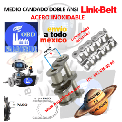 MC40-2SS MEDIO CANDADO DOBLE INOXIDABLE LINK-BELT PASO 1/2″ PARA CADENA PASO R40-2RSS