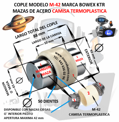 M-42 COPLE BOWEX KTR COMPLETO EXTERIOR 92mm LARGO 88mm