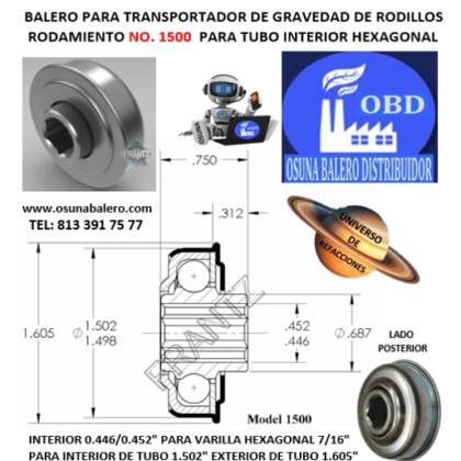 1500 BALERO FRANTZ INTERIOR HEXAGONAL 7/16” PARA INTERIOR DE TUBO DE 1.500