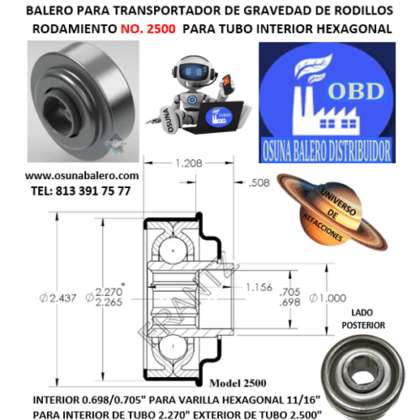 2500 BALERO FRANTZ INTERIOR HEXAGONAL 11/16” PARA TUBO INTERIOR 2 1/4"