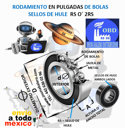 R8-2RS RODAMIENTO ECONOMICO TAPAS DE HULE d=1/2” D=1 1/8” A=5/16”