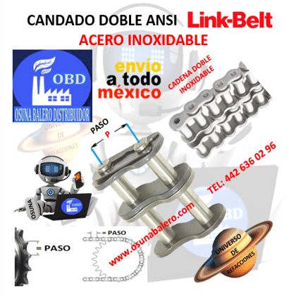 CA80-2SS CANDADO DOBLE INOXIDABLE LINK-BELT PASO 1″ PARA CADENA PASO R80-2RSS