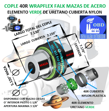 40R COPLE FALK SERIE 10 WRAPFLEX EXTERIOR 7 3/16” LARGO 7 1/8”