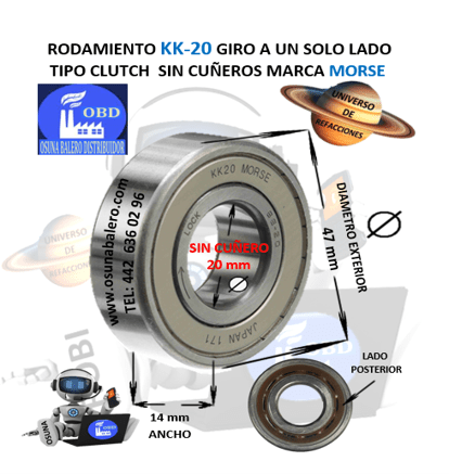 KK-20 CLUTCH MORSE FRENO SIN CUÑAS UNIVERSO DE REFACCIONES OSUNA