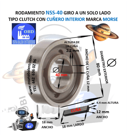 NSS-40 RODAMIENTO CLUTCH MORSE UNIVERSO OSUNA BALERO
