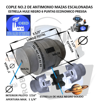 No.2 COPLE ESTRELLA DE FIERRO ANTIMONIO ECONOMICO EXTERIOR 2 1/2” LARGO 3 1/2”
