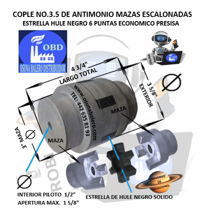 No.3.5 COPLE ESTRELLA DE FIERRO ANTIMONIO ECONOMICO EXTERIOR 3 5/8” LARGO 4 3/4”