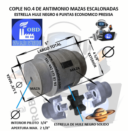No.4 COPLE ESTRELLA DE FIERRO ANTIMONIO ECONOMICO EXTERIOR 4 5/8” LARGO 5”