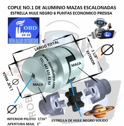 No.1 COPLE ESTRELLA DE ALUMINIO ECONOMICO EXTERIOR 2 1/8” LARGO 3”