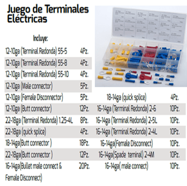 Tipos y dimensiones de terminales eléctricos