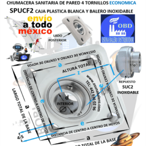 SPUCF209 CHUMACERA ECONOMICA SANITARIA DE PARED 4 TORNILLOS INTERIOR d=45mm e=4 9/64” a=5 13/32” z=2 1/16”