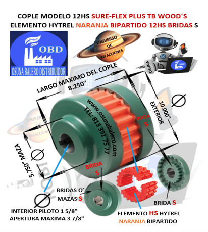 12HS COPLE SURE-FLEX TB WOOD S HYTREL BIPARTIDO UNIVERSO OSUNA BALERO