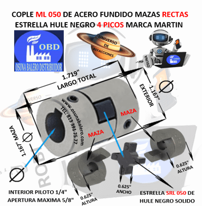 ML 050 COPLE MARTIN DE ACERO DE FUNDICION EXTERIOR 1 3/16″ LARGO 1 3/4″