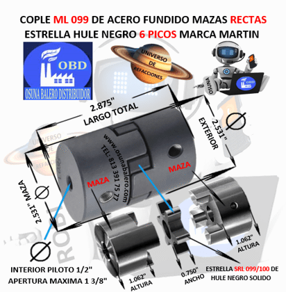 ML 099 COPLE MARTIN DE ACERO DE FUNDICION EXTERIOR 2 1/2″ LARGO 2 7/8″