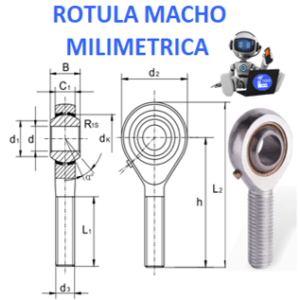POS-6 R  6mm ROTULA MACHO ROSCA M6 X 1.00 DERECHA MARCA OBD
