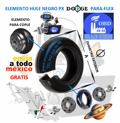 PX80 ELEMENTO DODGE PARA-FLEX NO. PARTE 011108 EXTERIOR A= 8.380”