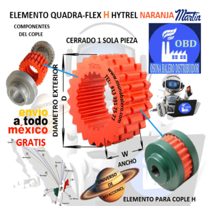 10H ELEMENTO MARTIN QUADRA-FLEX HYTREL NARANJA D= 7 1/16”  W= 3 7/16”