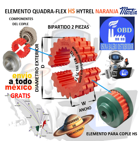 MARTIN HS QUADRA-FLEX ELEMENTO HYTREL NARAJA BIPARTIDO OSUNA BALERO ACT