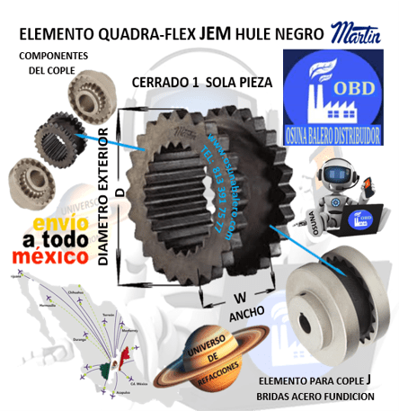 MARTIN JEM QUADRA-FLEX ELEMENTO CERRADO HULE NEGRO UNIVERSO OSUNA BALERO