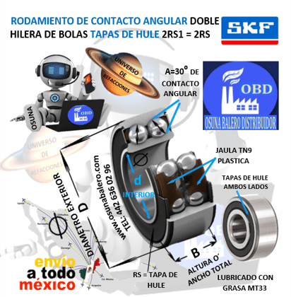 3205 A-2RS1 RODAMIENTO SKF d=25mm D=52mm B=20.6mm 