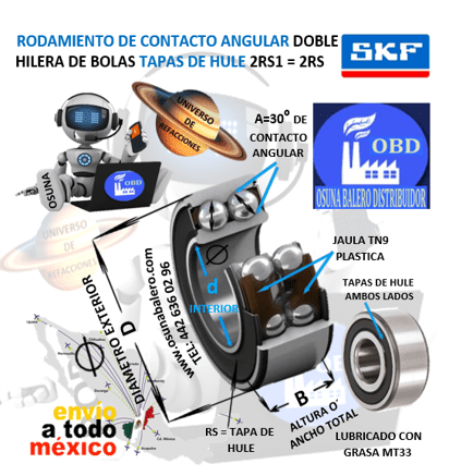 3206 A-2RS1 RODAMIENTO SKF d=30mm D=62mm B=23.8mm