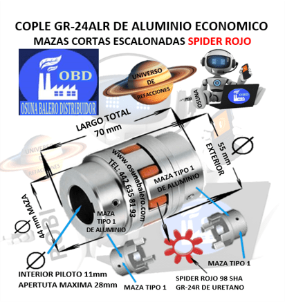 GR-24-ALR COPLE DE ALUMINIO ECONOMICO UNIVERSO DE REFACCIONES OSUNA