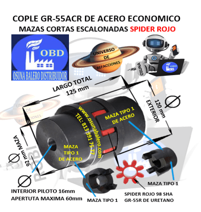 GR-55-ACR COPLE DE ACERO ECONOMICO UNIVERSO DE REFACCIONES OSUNA