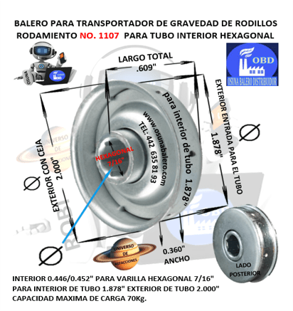 1107 RODAMIENTO PARA TRANSPORTADOR UNIVERSO OSUNA BALERO