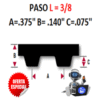 390L075 BANDA MARCA GATES DIENTE CUADRADO PASO 3/8" LARGO 39” ANCHO 3/4”