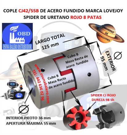 CJ42B COPLE DE ACERO FUNDIDO MAZAS RECTAS LOVEJOY UNIVERSO OSUNA BALERO