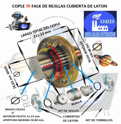7F COPLE FALK DE REJILLAS BARRENO PILOTO EXTERIOR 142.08mm LARGO 111.13mm