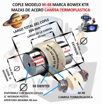 M-48 COPLE BOWEX KTR COMPLETO DIAMETRO 95mm LARGO 104mm