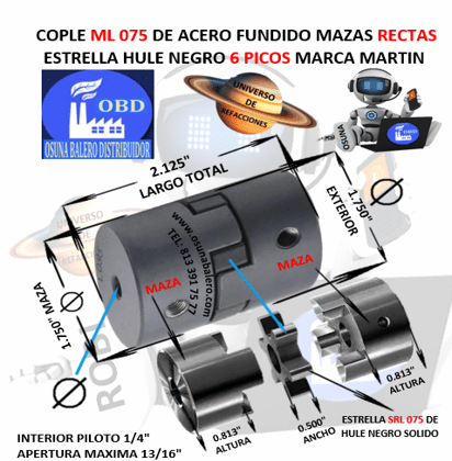 ML 075 COPLE MARTIN DE ACERO DE FUNDICION EXTERIOR 1  3/4″ LARGO 2 1/8″